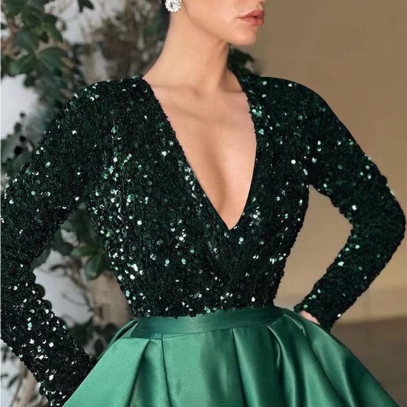 Navy Blue Formal Sequins Dress - Picture 4 of 6